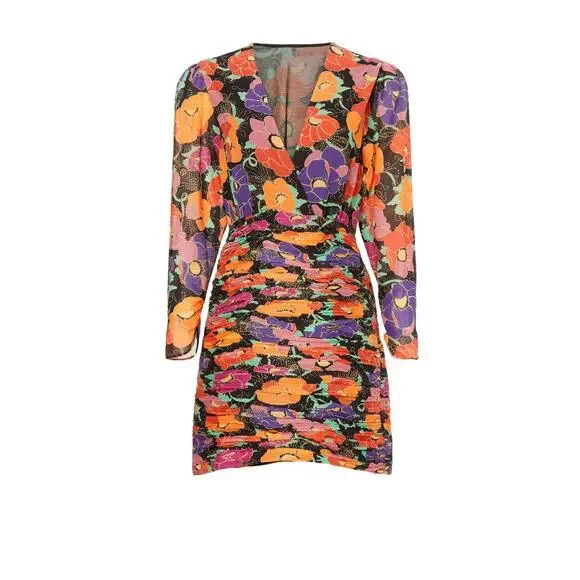 Rixo Golden Floral Dress‎ Size Medium - Picture 5 of 9